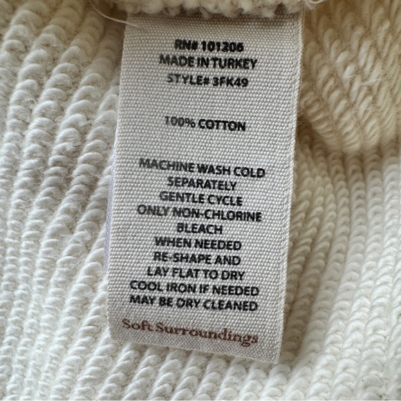 Soft Surroundings Danika Top Pullover Tunic Cream Tan Sweater Drawstring Sz P M - Picture 5 of 16